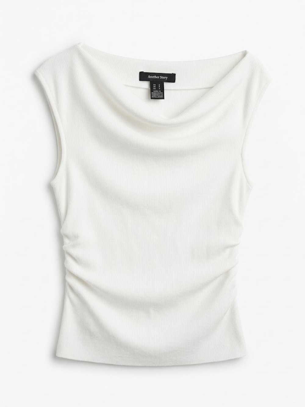 White Ribbed Cowl Neck Tank
